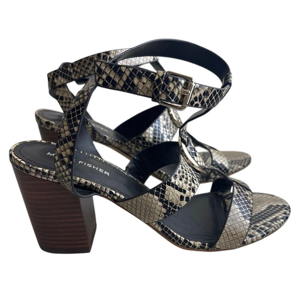 Marc Fisher Snakeskin Print Block Heel Sandals | Size 9 - Picture 8 of 10